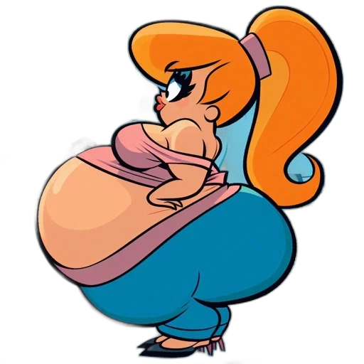 dress, concept art, cartoon, woman, orange, hair, stands, store transparent PNG cut-out