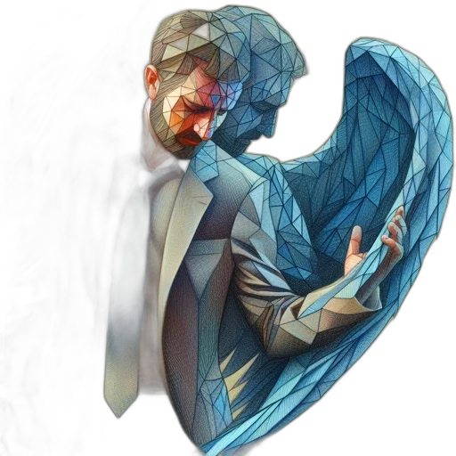 face, mask, concept art, fantasy art, pixel art, 3d render, blue, man transparent PNG cut-out