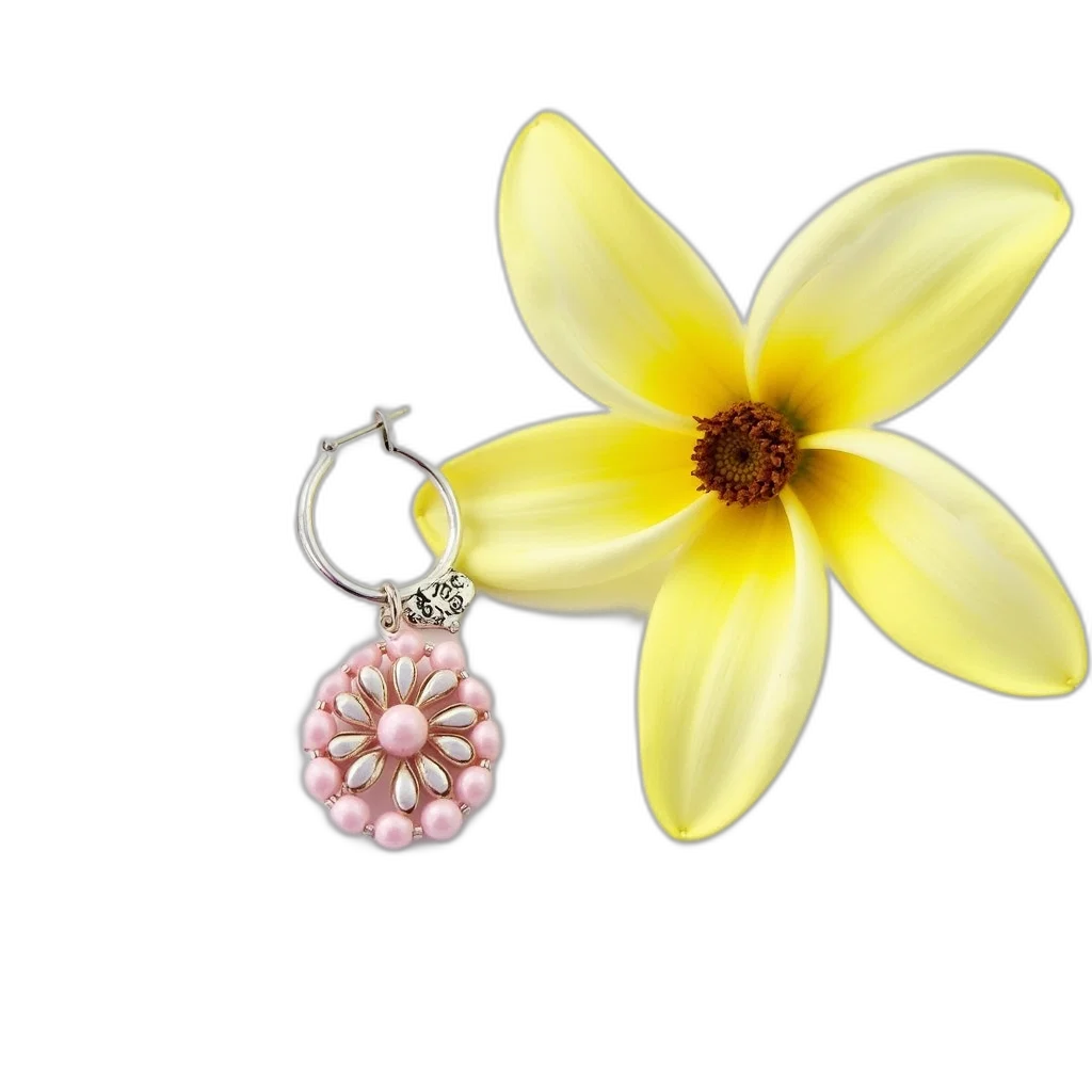 jewelry, flower, crown, 3d render, photorealistic, pair, earrings, pink transparent PNG cut-out