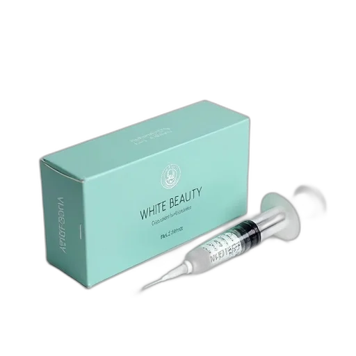 white, syringe, black, cap, placed, next, teal, box transparent PNG cut-out