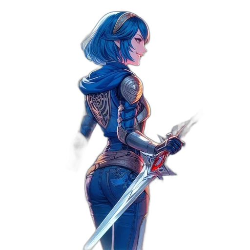 sword, weapon, staff, fantasy art, concept art, comic book art, pixel art, blue transparent PNG cut-out