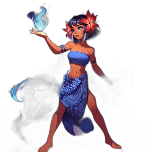 concept art, fantasy art, pixel art, watercolor, underwater, fire, blue, colorful transparent PNG cut-out