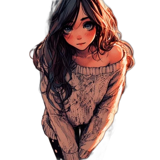 dress, face, creature, mask, watercolor, fantasy art, comic book art, anime transparent PNG cut-out