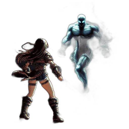 concept art, comic book art, fantasy art, pixel art, fog, blue, dark, monochrome transparent PNG cut-out