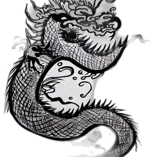 dragon, creature, crown, pencil sketch transparent PNG cut-out