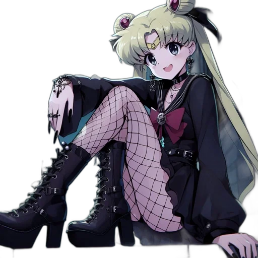 shoes, weapon, anime, cyberpunk, cartoon, pixel art, neon lights, dark transparent PNG cut-out