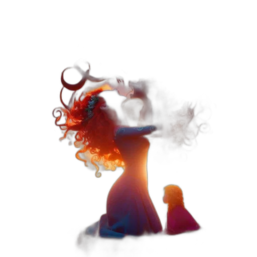 hair, dress, staff, crown, concept art, fantasy art, 3d render, pixel art transparent PNG cut-out