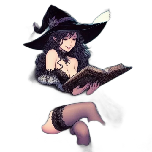 hat, staff, dress, weapon, fantasy art, pixel art, concept art, watercolor transparent PNG cut-out