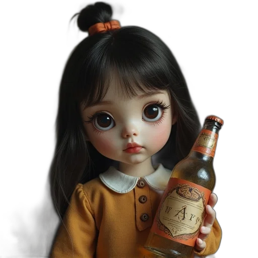 bottle, oil painting, photorealistic, 3d render transparent PNG cut-out