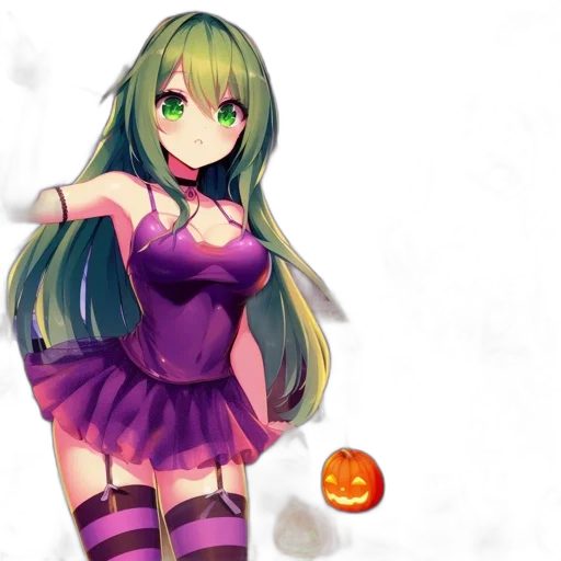 dress, staff, mask, fantasy art, anime, pixel art, concept art, green transparent PNG cut-out