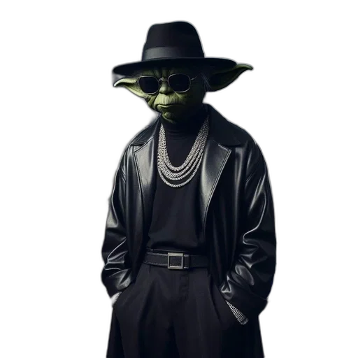 mask, jacket, staff, hat, concept art, 3d render, green, modern transparent PNG cut-out