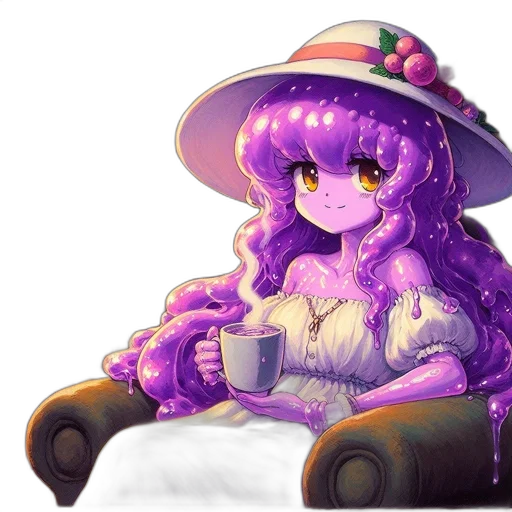 hat, dress, staff, pixel art, fantasy art, watercolor, anime, pastel transparent PNG cut-out
