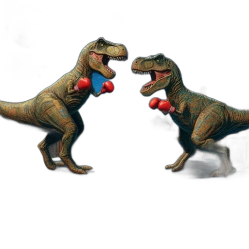 concept art, 3d render, photorealistic, pixel art, two, anthropomorphic, t-rex, dinosaurs transparent PNG cut-out