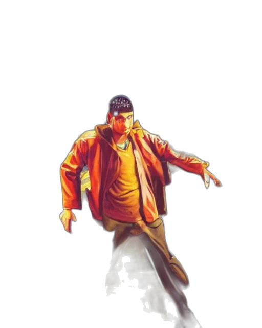 jacket, staff, concept art, comic book art, photorealistic, pixel art, fire, red transparent PNG cut-out