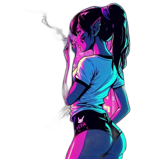 comic book art, cyberpunk, concept art, anime, neon lights, fire, outer space, neon transparent PNG cut-out