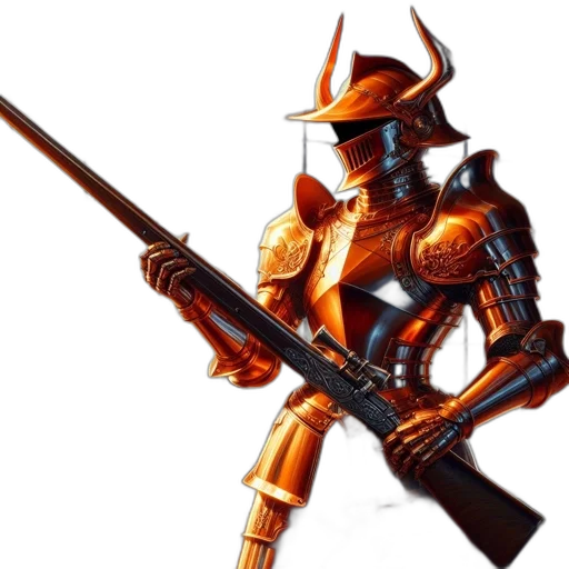 robot, weapon, sword, concept art, fantasy art, pixel art, 3d render, character transparent PNG cut-out