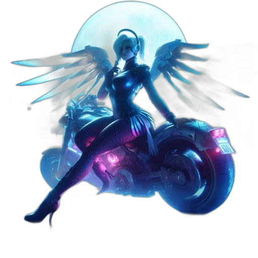 robot, weapon, concept art, fantasy art, cyberpunk, vaporwave, blue, neon transparent PNG cut-out