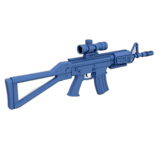 weapon, 3d render, vaporwave, concept art, pixel art, model, blue, assault transparent PNG cut-out