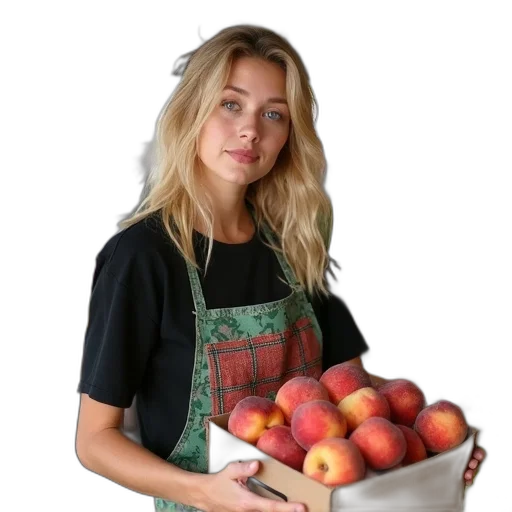 food, staff, jacket, crown, photorealistic, oil painting, woman, blonde transparent PNG cut-out