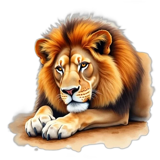 animal, crown, staff, photorealistic, fantasy art, watercolor, concept art, painting transparent PNG cut-out
