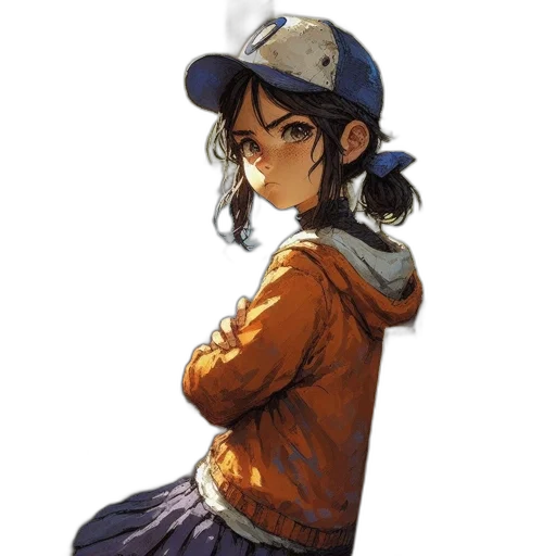 hat, jacket, staff, face, anime, watercolor, concept art, pixel art transparent PNG cut-out
