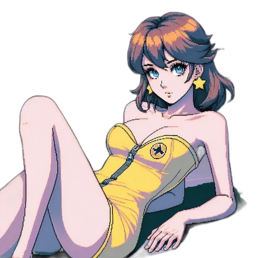 dress, jacket, jewelry, anime, pixel art, concept art, watercolor, golden transparent PNG cut-out