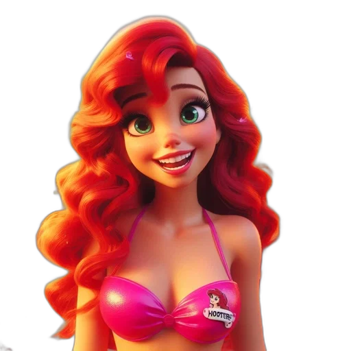 dress, cartoon, 3d render, photorealistic, concept art, underwater, cheerful, red-haired transparent PNG cut-out