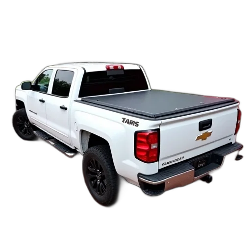 white, pickup, truck, black, bed, cover, parked, brick transparent PNG cut-out