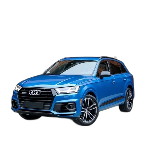 car, 3d render, photorealistic, concept art, blue, audi, suv, parked transparent PNG cut-out
