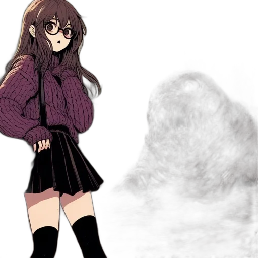 jacket, creature, dress, concept art, anime, pixel art, cartoon, fog transparent PNG cut-out