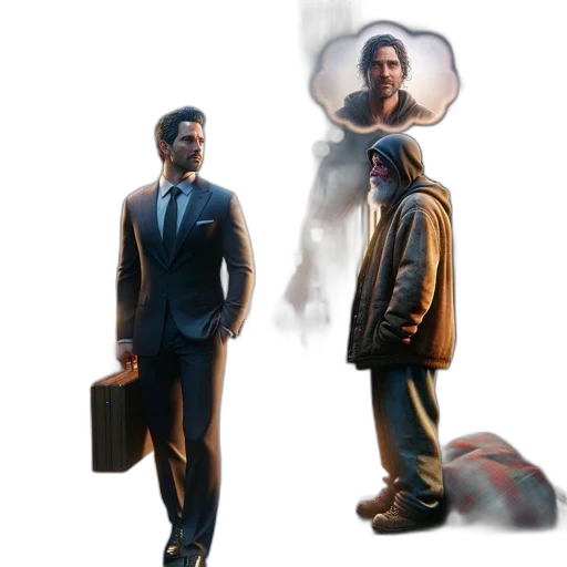 jacket, concept art, comic book art, pixel art, photorealistic, fog, fire, city street transparent PNG cut-out