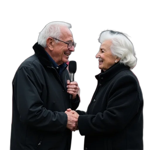 jacket, group, people, including, two, elderly, individuals, standing transparent PNG cut-out