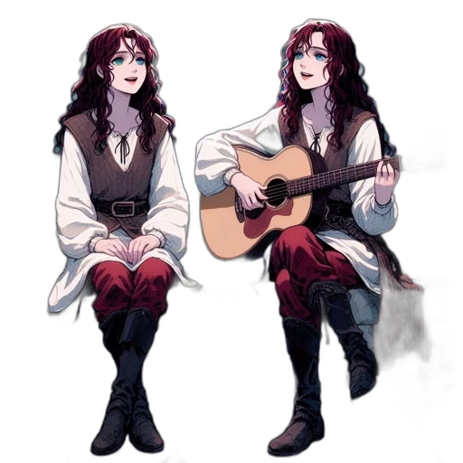 concept art, pixel art, fantasy art, cartoon, red, dark, two, identical transparent PNG cut-out