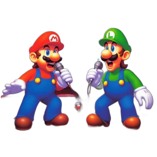 3d render, pixel art, concept art, photorealistic, mario, luigi, perform, stage transparent PNG cut-out