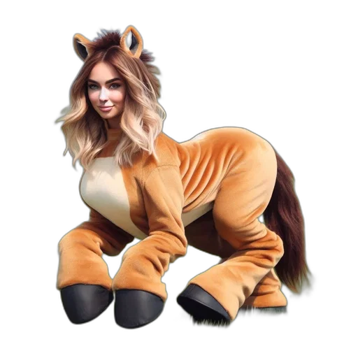 animal, creature, concept art, fantasy art, photorealistic, 3d render, equestrian-costumed, woman transparent PNG cut-out