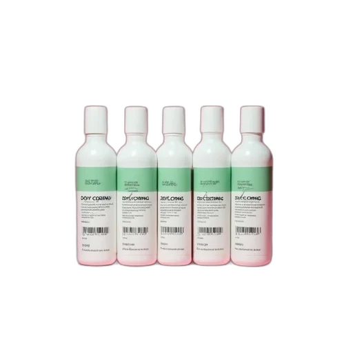 pastel, green, row, five, identical, white, bottles, labels transparent PNG cut-out