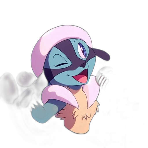 creature, mask, staff, hat, vaporwave, concept art, cartoon, watercolor transparent PNG cut-out