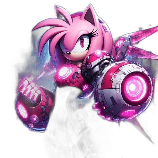 weapon, concept art, 3d render, cyberpunk, fantasy art, anthropomorphic, figure, pink transparent PNG cut-out