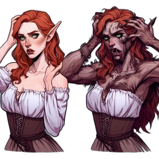 concept art, fantasy art, comic book art, pixel art, dark, two, contrasting, portrait transparent PNG cut-out