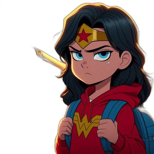 crown, comic book art, cartoon, anime, concept art, young, girl, logo transparent PNG cut-out