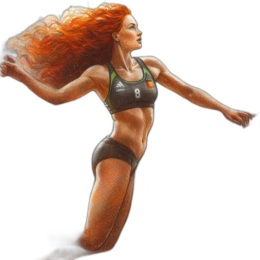 hair, concept art, fantasy art, photorealistic, comic book art, female, volleyball, player transparent PNG cut-out
