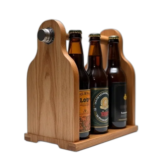 bottle, wooden, beer, carrier transparent PNG cut-out