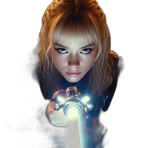 weapon, staff, robot, face, concept art, fantasy art, photorealistic, comic book art transparent PNG cut-out