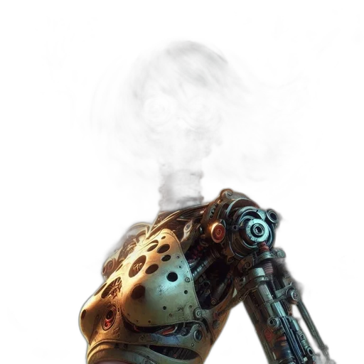 robot, weapon, mask, creature, concept art, 3d render, cyberpunk, photorealistic transparent PNG cut-out
