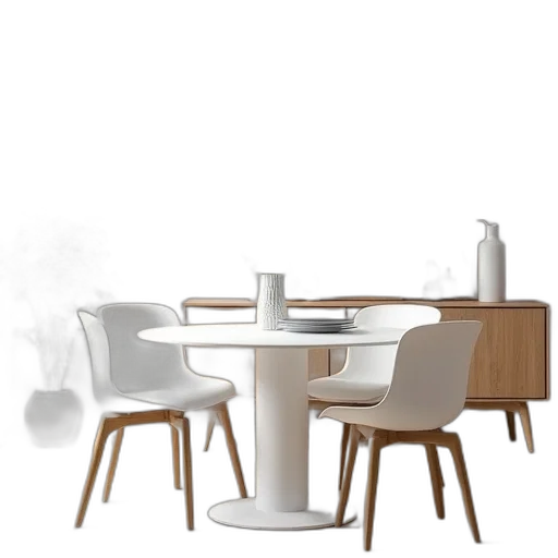 furniture, 3d render, concept art, photorealistic, earth tones, white, round, dining transparent PNG cut-out