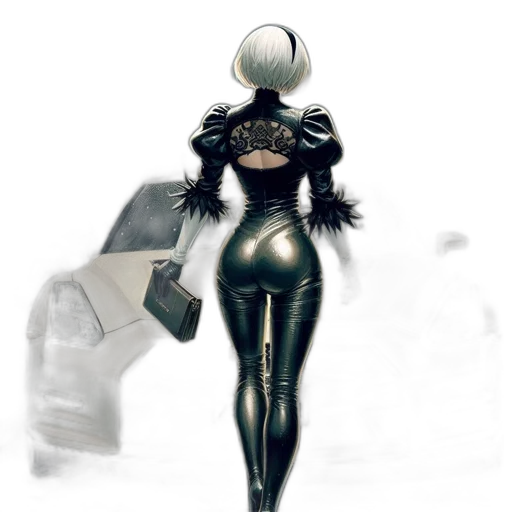 robot, weapon, jacket, dress, concept art, fantasy art, cyberpunk, comic book art transparent PNG cut-out