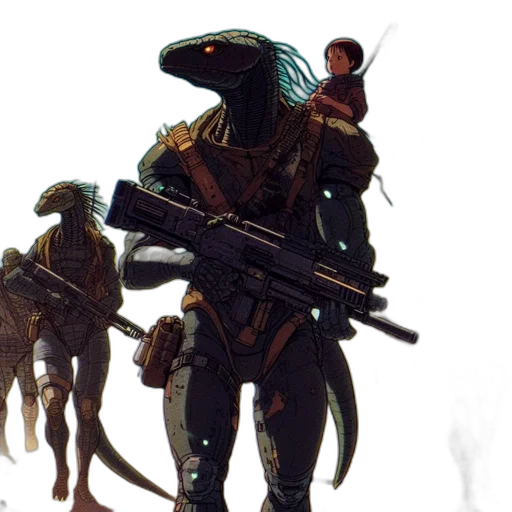 creature, staff, weapon, concept art, fantasy art, cyberpunk, outer space, seemingly transparent PNG cut-out