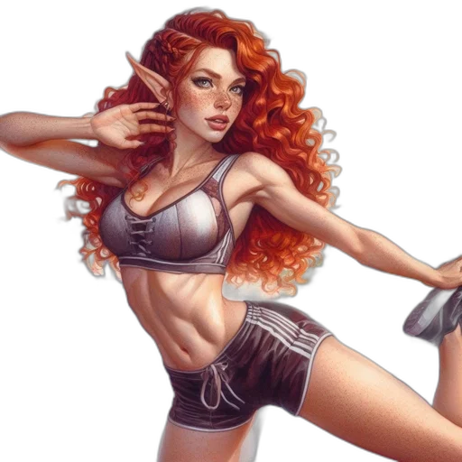 fantasy art, comic book art, concept art, photorealistic, illustration, portrays, athletic, woman transparent PNG cut-out