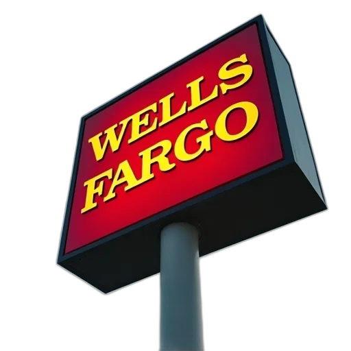 wells, fargo, sign, pole transparent PNG cut-out