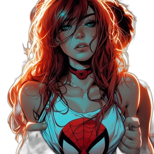 comic book art, concept art, fantasy art, cartoon, red, individual, presumably, woman transparent PNG cut-out